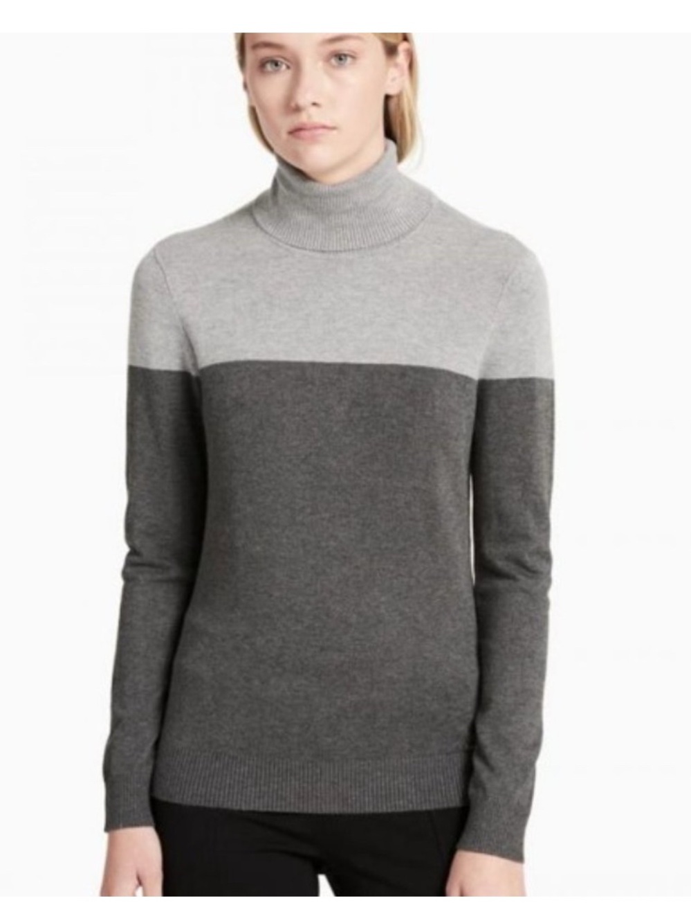 Calvin Klein Two-Tone Gray Turtleneck Sweater